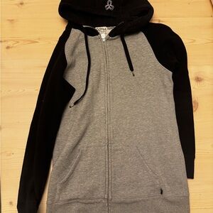 TNA Black and Gray Zip-Up Sweater